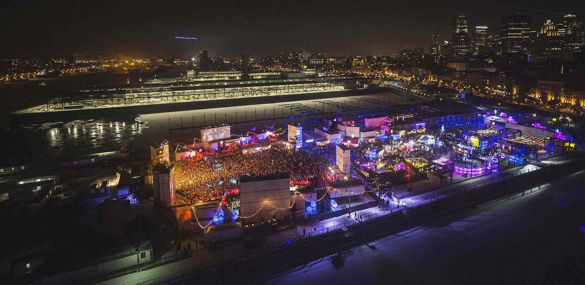 Site du festival Igloofest au Vieux-Port de Montréal